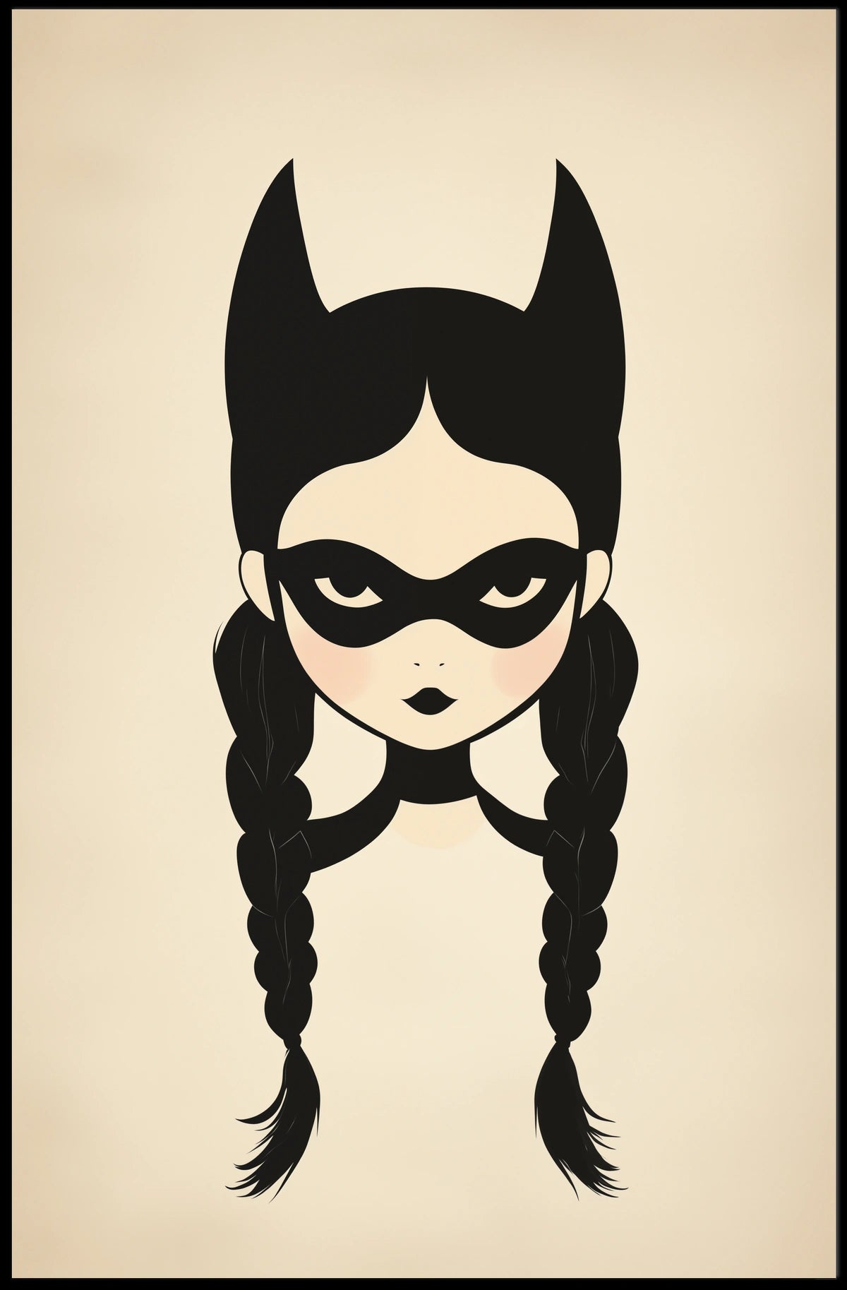 Mysterious Girl Stylized Illustration Braided Hair Poster