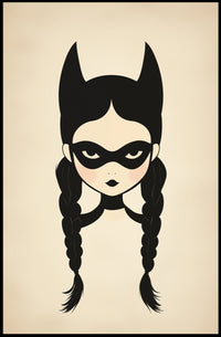 Mysterious Girl Stylized Illustration Braided Hair Poster