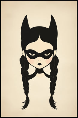 Mysterious Girl Stylized Illustration Braided Hair Poster