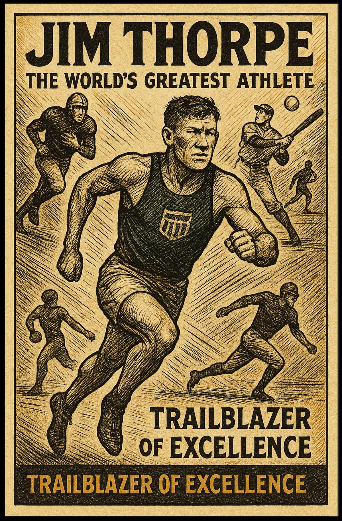 Jim Thorpe Legendary Athlete Poster