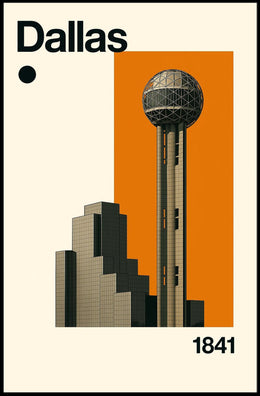 Dallas 1841 Architectural Cityscape Travel Poster