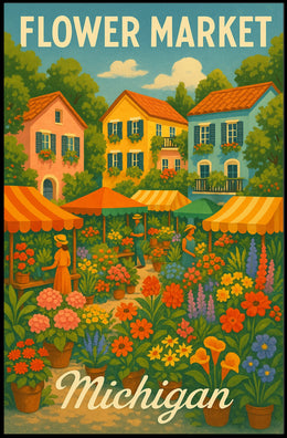 Flower Market In Michigan Poster