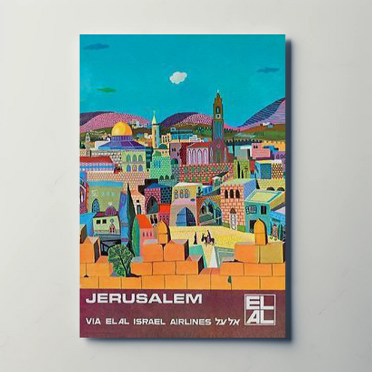 Jerusalem - EL AL Israel Airlines Vintage Travel Poster