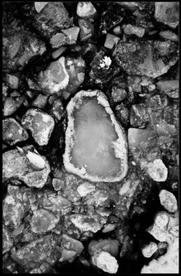 Stark Black and White Abstract Ice Formation Poster