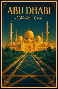 Abu Dhabi Grand Mosque Vintage Travel Poster