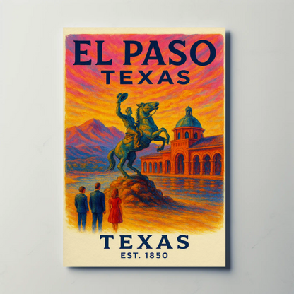 El Paso Texas Sunset Equestrian Monument Poster