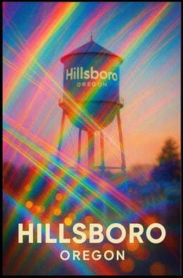 Hillsboro Water Tower Cityscape Vibrant Photography Poster