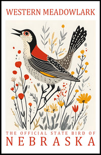 Western Meadowlark State Bird Art Poster Print