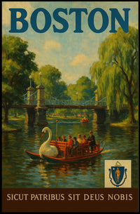 Boston Public Garden Vintage Travel Artwork Poster