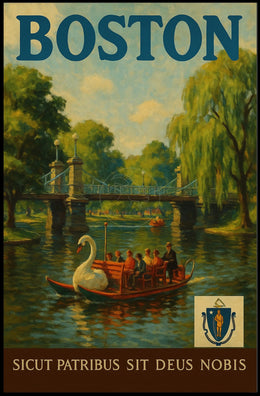 Boston Public Garden Vintage Travel Artwork Poster