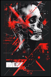 Skull Artistry: Edgy Abstract Design Futuristic Sci-Fi Poster PosterGoat