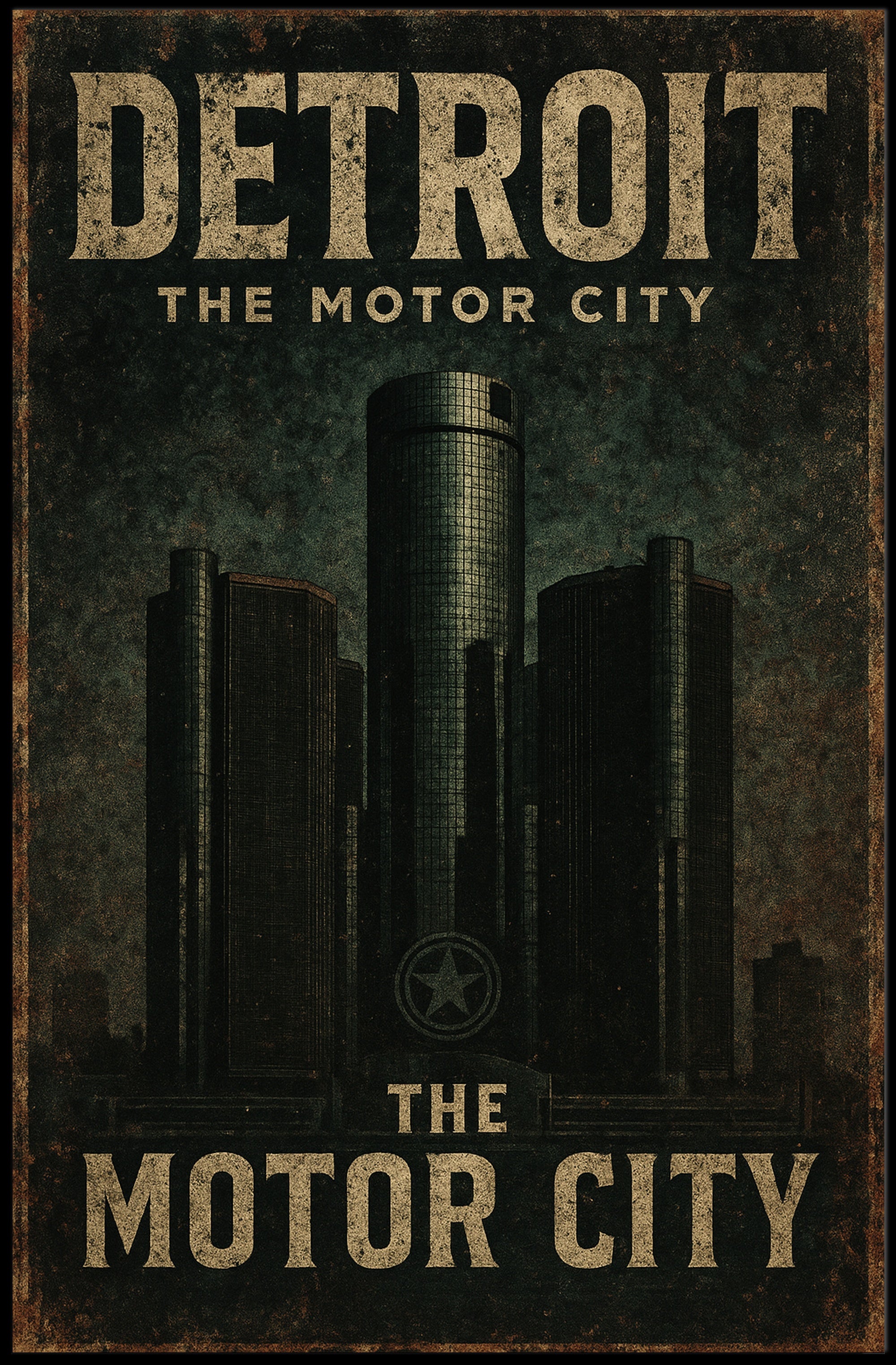 Detroit Motor City Vintage Urban or Cityscape Poster PosterGoat