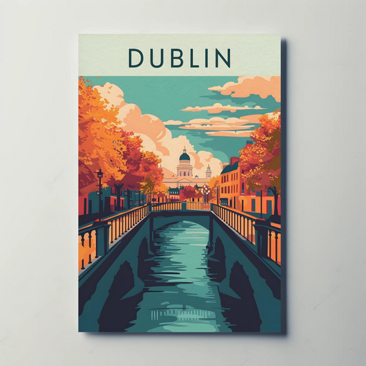 Vintage Poster - Dublin Autumn Canal