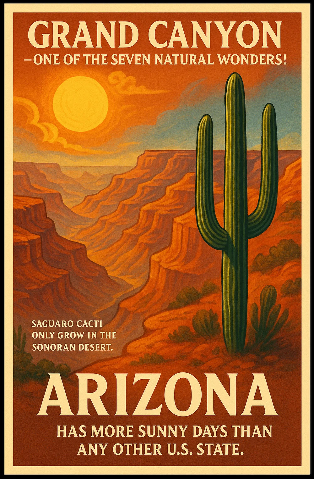 Grand Canyon Arizona Travel Vintage Illustration Poster