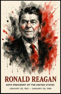 Ronald Reagan 40th President Retro 80s Poster