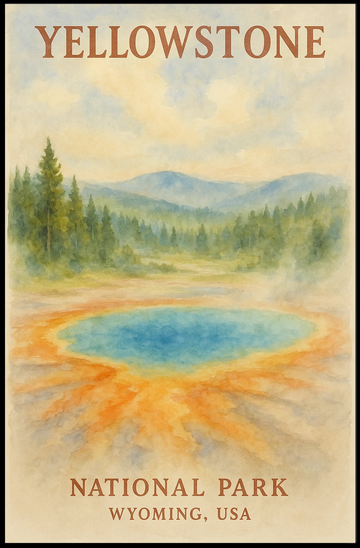 Yellowstone National Park Majestic Scenic Home Decor Poster