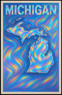 Michigan Holographic Map Poster