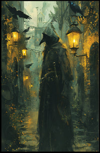 Medieval Plague Doctor Gothic Illustration Poster PosterGoat
