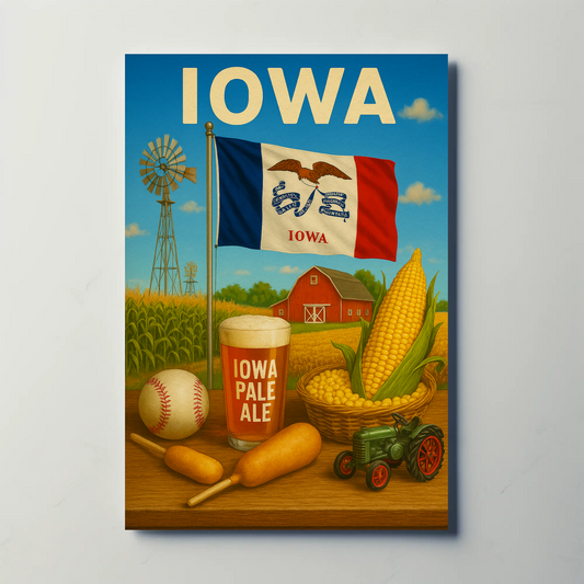 Iowa Corn Barn Ale Baseball Fair Tractor Travel Poster