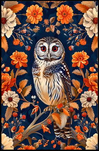 Autumn Owl in Bloom Wall Art Print