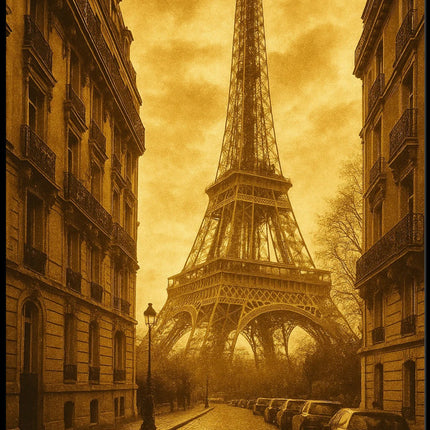 Parisian Romance: Vintage Eiffel Tower Urban Cityscape Poster