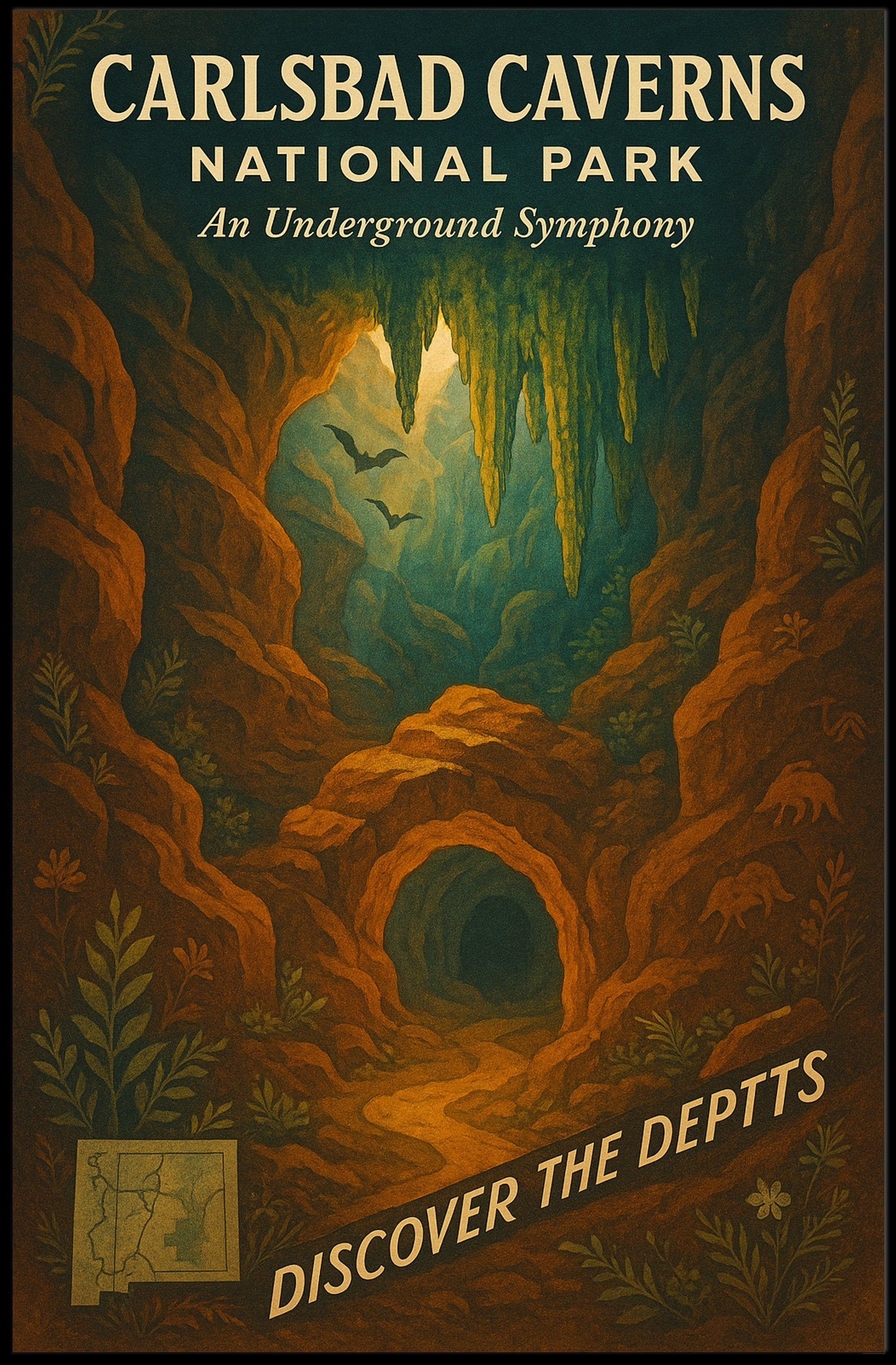 Discover Carlsbad Caverns’ Adventure with National Park Poster