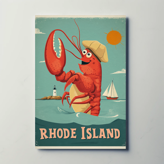 Rhode Island Vintage Poster Lobster Fun