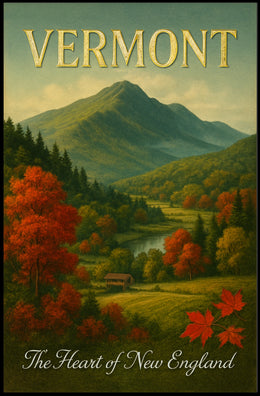 Vermont Autumn Landscape Travel Poster