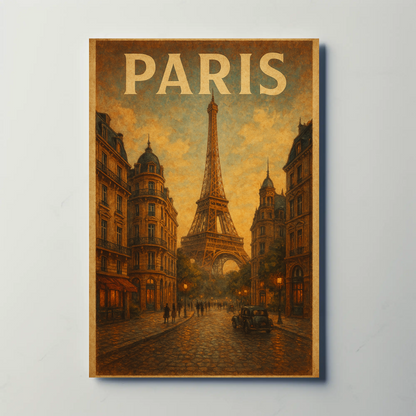 Paris Eiffel Tower Evening Travel Poster