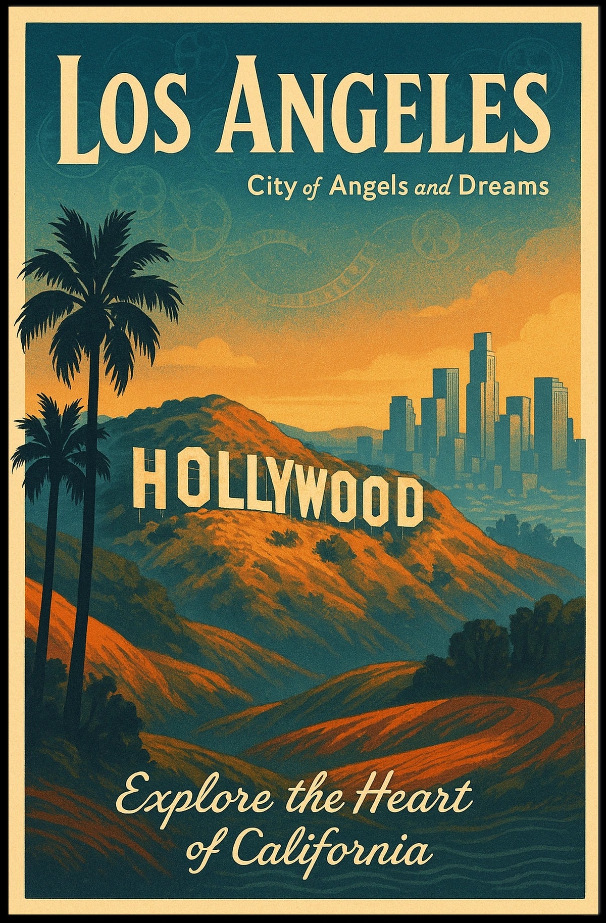 Vintage Los Angeles Travel Poster: City of Dreams