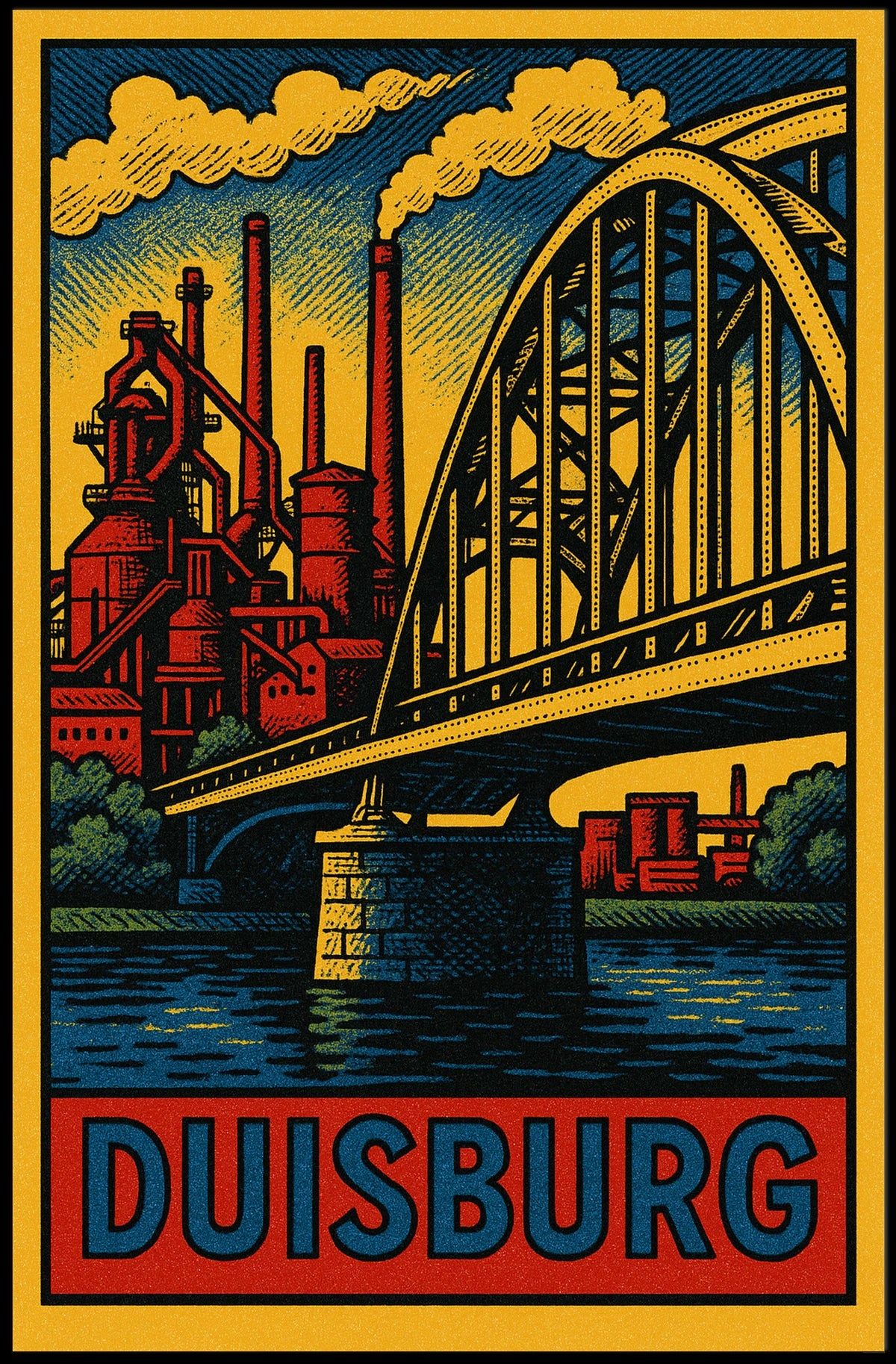 Duisburg Industrial Scene Poster