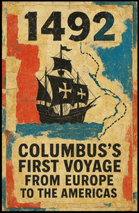 1492 Voyage Discovery Historical Vintage Art Poster