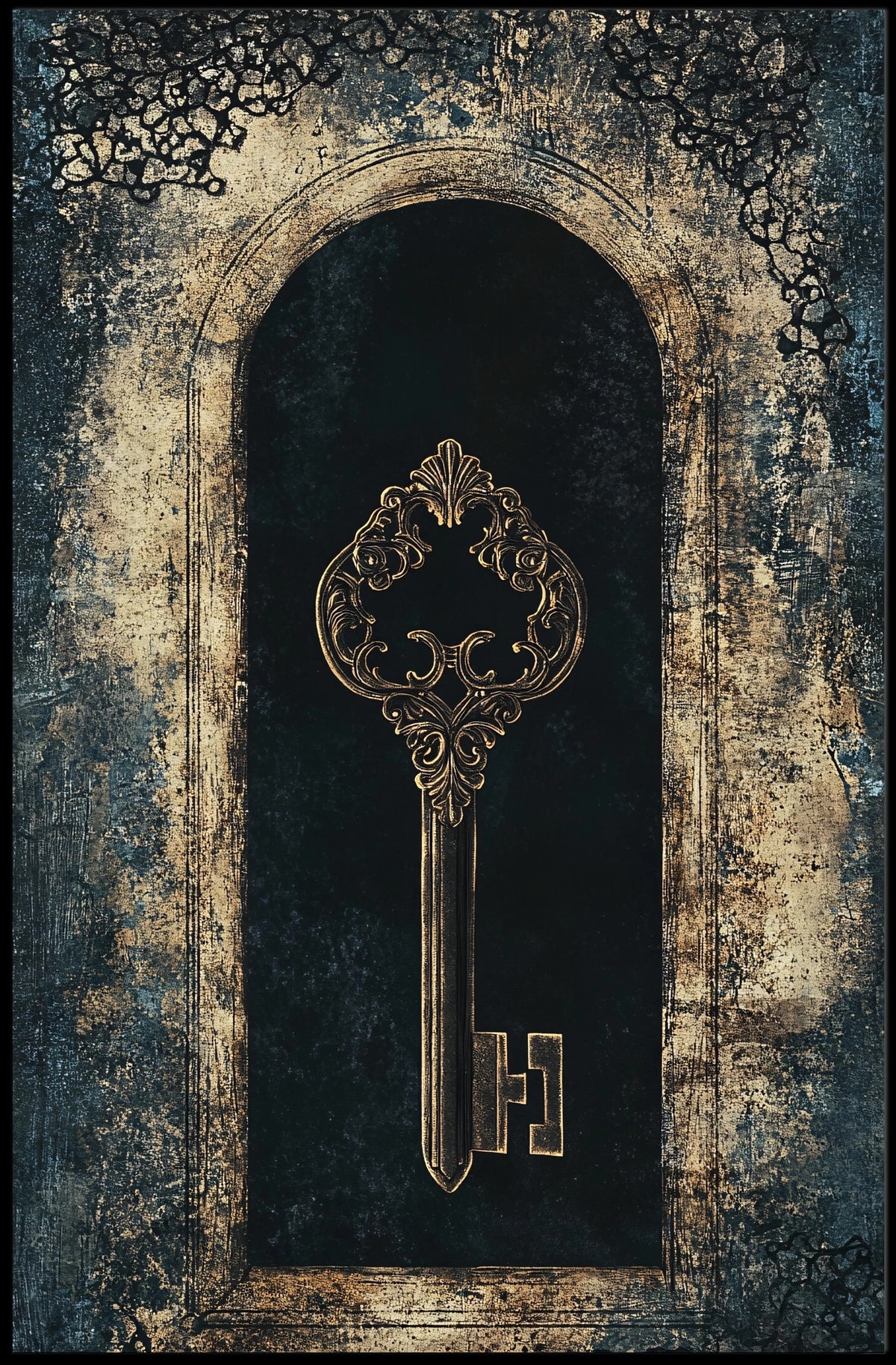 Intricate Antique Key Design Gothic Heritage Poster