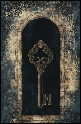 Intricate Antique Key Design Gothic Heritage Poster