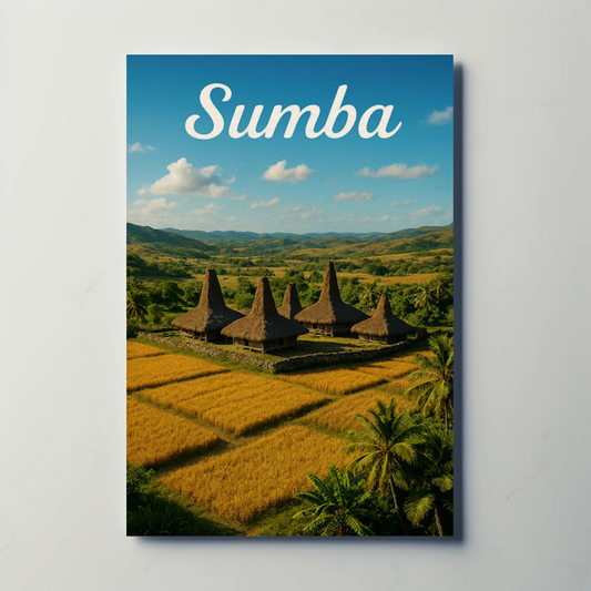 Sumba Indonesia Traditional Village Landscape Nature Poster