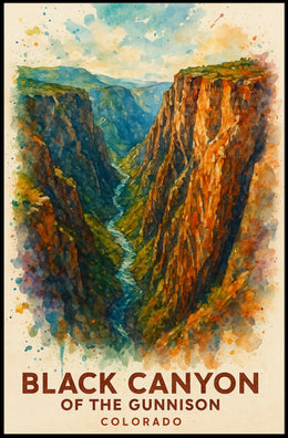 Black Canyon Colorado Scenic Watercolor Art Poster