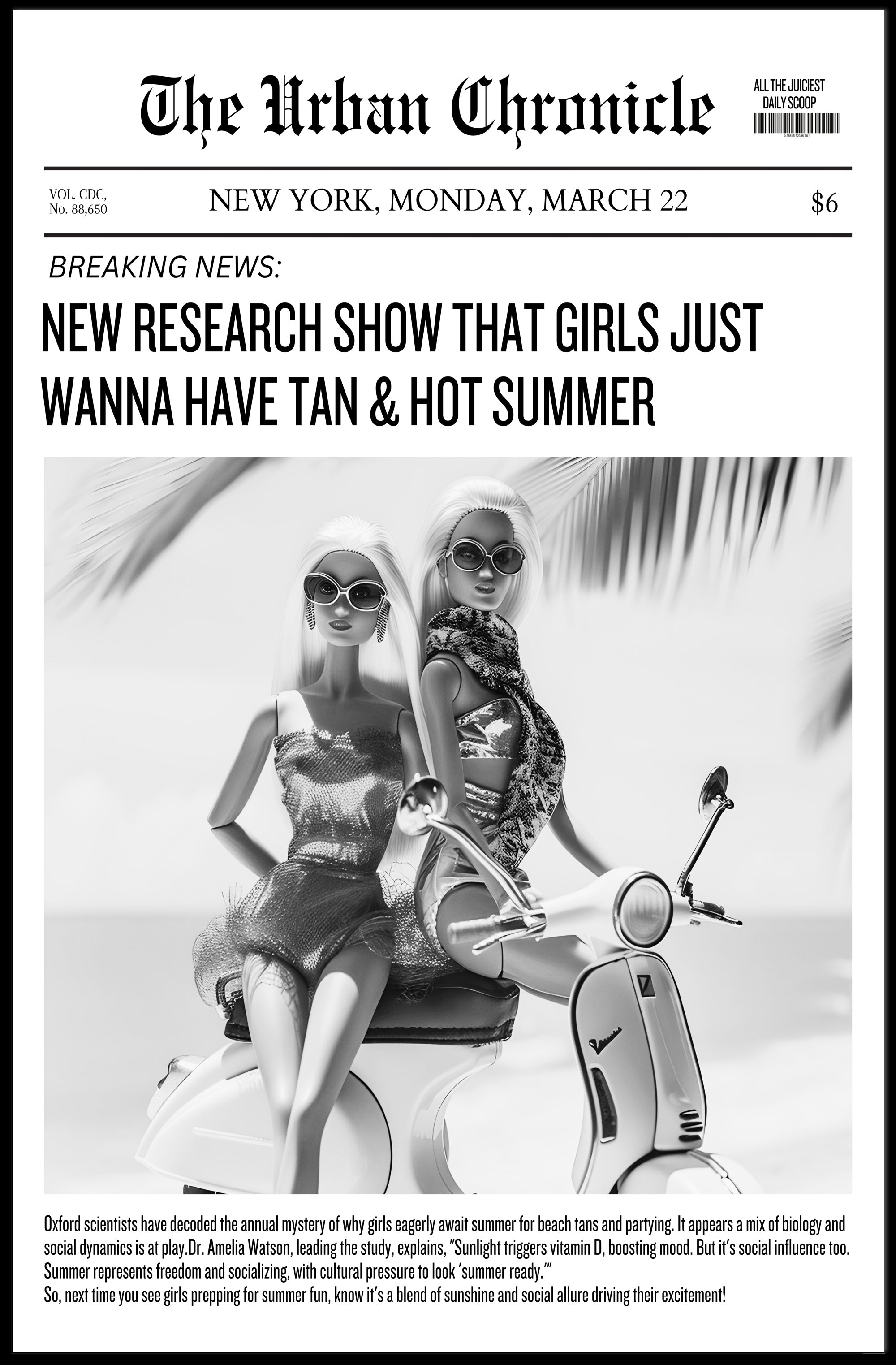 Summer Vibes Dolls on Scooter Urban or Cityscape Poster PosterGoat