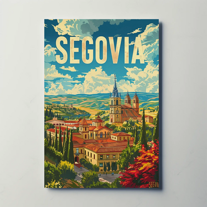 Segovia Cityscape Skyline and Architecture Travel Poster