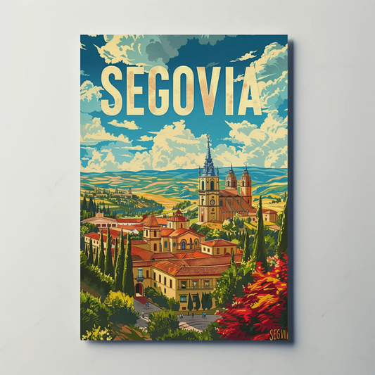 Segovia Cityscape Skyline and Architecture Travel Poster
