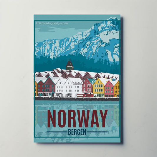 Norway Vintage Poster Bergen Winter