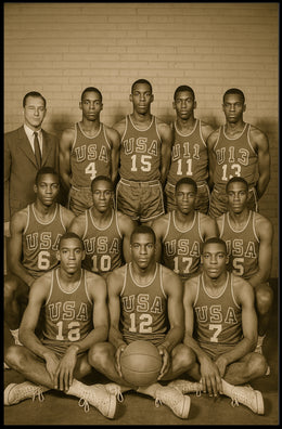 USA Basketball Team Portrait Poster Vintage Sports Print