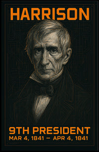 William Henry Harrison 9th President of the United States Techno Schematic Poster