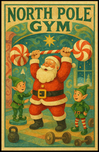 North Pole Gym Vintage Christmas Poster Art