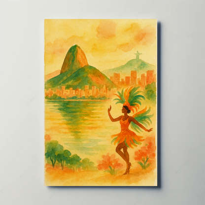 Rio de Janeiro Watercolor Dancer Beach Poster