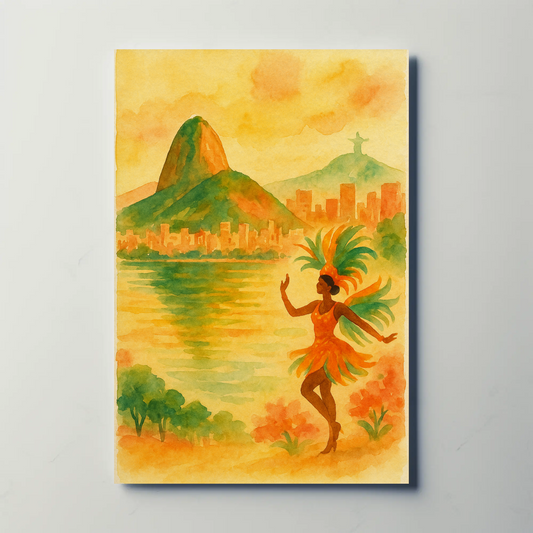 Rio de Janeiro Watercolor Dancer Beach Poster