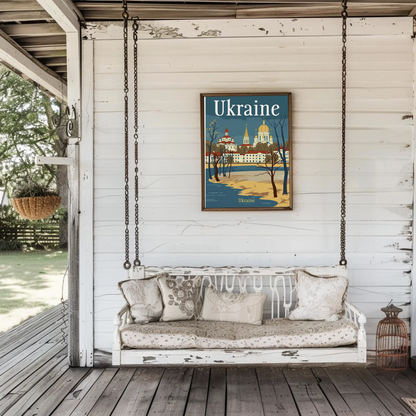Ukraine Cityscape Vintage Poster