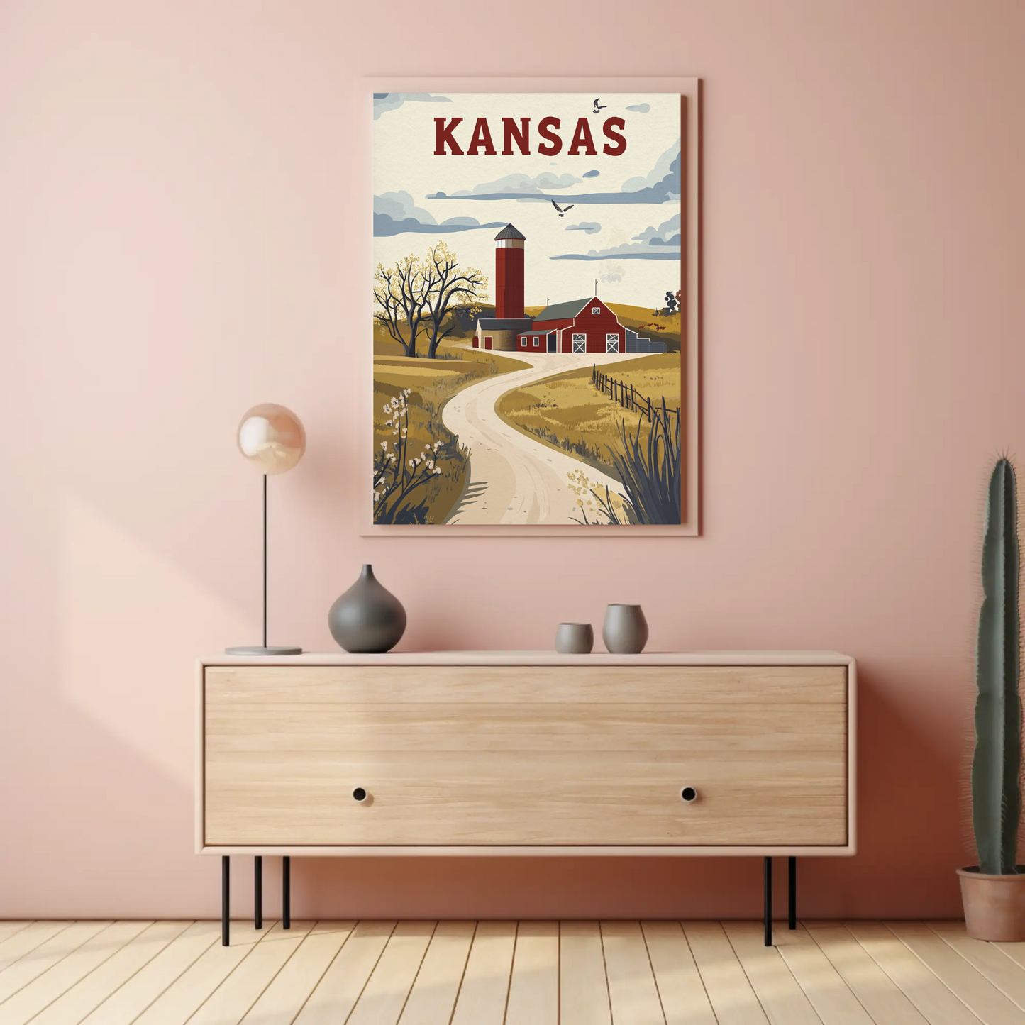 Kansas Prairie House Vintage Poster