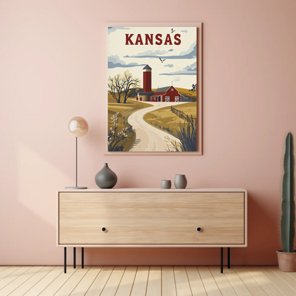 Kansas Prairie House Vintage Poster