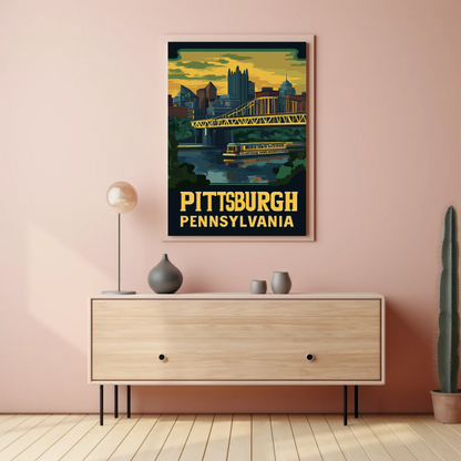 Pittsburgh, Pennsylvania Vintage Travel Poster