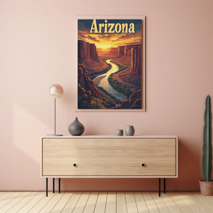 Arizona Vintage Poster - Canyon Sunset